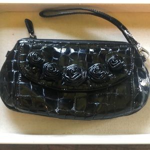 Brighton Black Leather Wristlet / Evening Bag